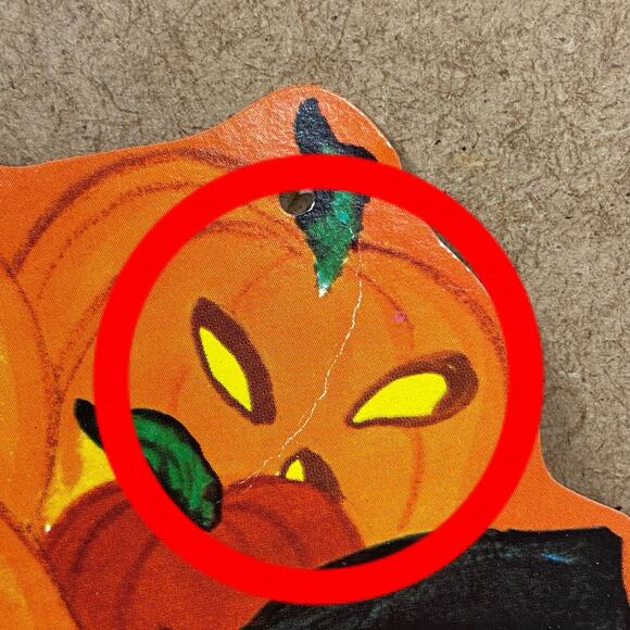 Vtg Halloween 4 Die Cuts Kirk Pumpkin Man, Skeleton, Witch, Cat On Grave 1980s - Picture 12 of 15